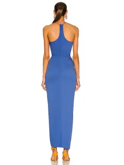 Christopher Esber  Multi Panel Disconnect Ruched Halter Dress Lapis Size 14 AU for rent on The Volte - image 3