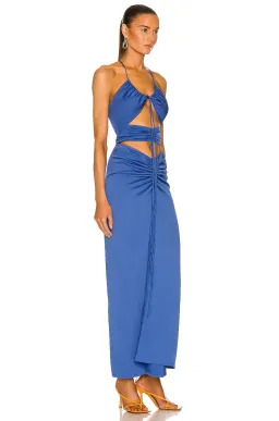 Christopher Esber  Multi Panel Disconnect Ruched Halter Dress Lapis Size 14 AU for rent on The Volte - image 2