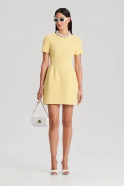 Scanlan Theodore Stretch Reptile Mini Dress Yellow Size 8 for rent on The Volte - image 1