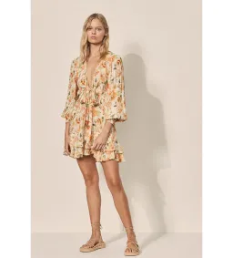 Kivari Everly Tie Front Mini Dress  White Floral Size 8  for rent on The Volte - image 1