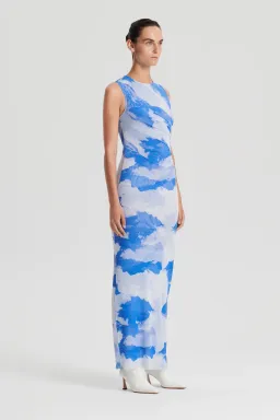 Scanlan Theodore Italian Cloud Print Dress in Blue Size 6 for rent on The Volte - image 1