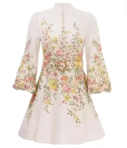 Zimmermann Matchmaker Buttoned Mini Dress Ivory Coral Floral Size 2 / AU 12 for rent on The Volte - image 5