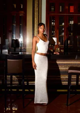 Asta Resort Carolina Camisole and Skirt Set in Ivory Sequin Size S / AU 8 for rent on The Volte - image 1