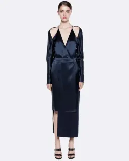 Dion Lee Silk Contour Tie Dress Navy Size 6 for rent on The Volte - image 1