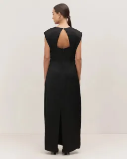 Minima Esenciales Lillian Linear Satin Maxi Dress Black Size 10 for rent on The Volte - image 4