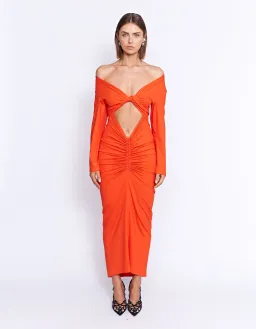 Pfeiffer Fontaine Midi Dress Crimson Orange Size M / AU 10 for rent on The Volte - image 1