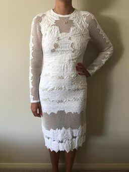 Jonathan Simkhai Burnout Brocade Long Sleeve Dress White Size 8 for rent on The Volte - image 4