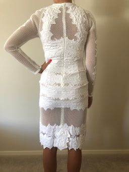 Jonathan Simkhai Burnout Brocade Long Sleeve Dress White Size 8 for rent on The Volte - image 5