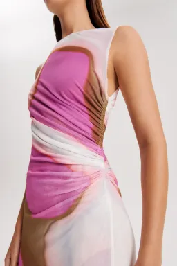 Scanlan Theodore Italian Watercolour Dress Pink Tan Size AU 6 for rent on The Volte - image 2