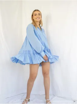 Aje Pavillion Mini Dress in Blue Size AU 8 for rent on The Volte - image 3