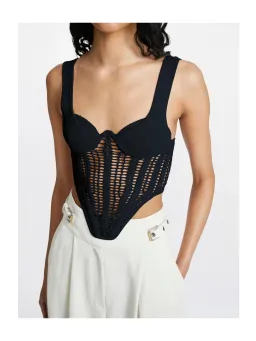 Dion Lee Crochet Knitted Corset Top Black Size 8 for rent on The Volte - image 3