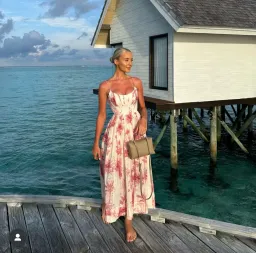 Zimmermann Waverly Corset Midi Dress in Pink Palm Size 1/ AU 10 for rent on The Volte - image 1