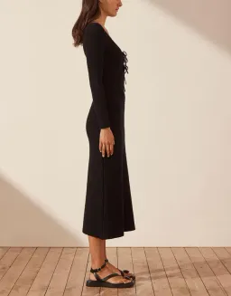 Shona Joy Eve Long Sleeve Keyhole Midi Dress Black Size XS (AU 6) for rent on The Volte - image 4