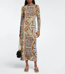 Tory Burch Mock Neck Midi Dress Print Size 4 for rent on The Volte - image 1