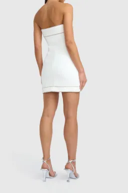 By Johnny Diamond Wave Strapless Mini Dress Ivory Size 8 for rent on The Volte - image 4