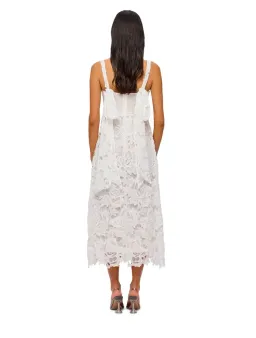 Leo Lin Iris Lace Ruched Bust Midi Dress White Size 8 for rent on The Volte - image 4