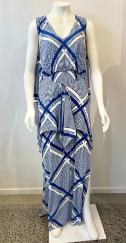 Sass & Bide The Flight Geometric Maxi Dress Blue/White Size AU 12 for rent on The Volte - image 7