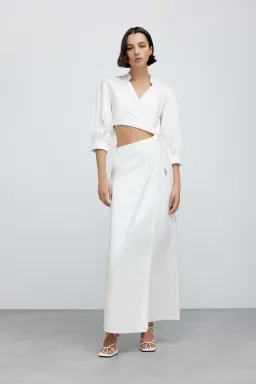 Significant Other Kara Midi Dress Ivory Size 6 for rent on The Volte - image 1