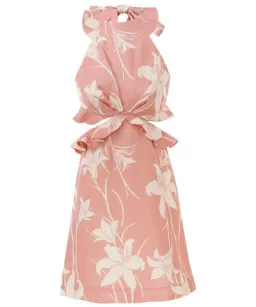 Zimmermann Acadian Tie Back Mini Dress in Pink/Ivory Floral Size 2 / AU 12 for rent on The Volte - image 4