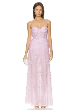 BCBGMAXAZRIA Poppy Strapless Floral Applique Gown Lilac Size 12 for rent on The Volte - image 1