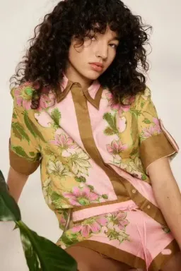 Alemais Winnie Shirt Size 6 and Short Size 10 Set Floral Spliced Pink for rent on The Volte - image 5