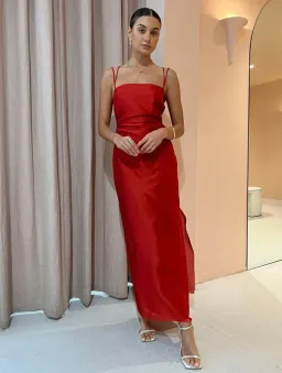 Sir The Label Lucelia Cut Out Midi Dress Red Size 10 for rent on The Volte - image 3