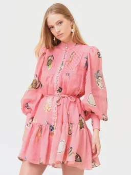 Alemais Cleo Mini Smock Dress Pink Size 8 for rent on The Volte - image 3