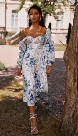 Alamour Annika Dress Blue Foral Size S/AU 10 for rent on The Volte - image 3