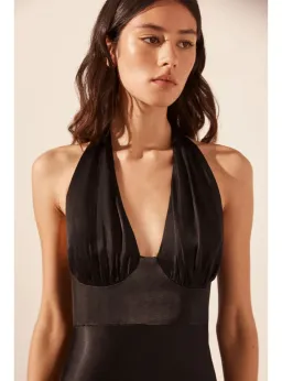 Shona Joy La Lune Plunged Halter Midi Dress Black Size AU 14 for rent on The Volte - image 2