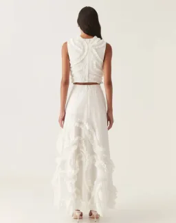 Aje Aurelia Frill Shell Top and Kendra Frill Maxi Skirt Set Ivory Size 8 for rent on The Volte - image 3