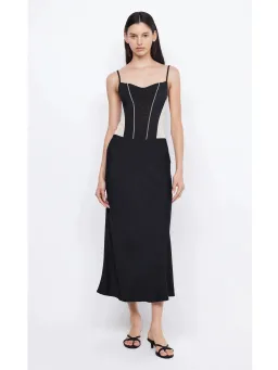 Bec & Bridge Dex Corset Spaghetti Strap Patchwork Dress Black Size 6 for rent on The Volte - image 1