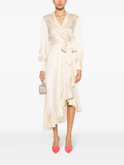 Zimmermann Silk Wrap Midi Dress Beige Size 1 / AU 10 for rent on The Volte - image 1