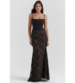 House Of Cb Artemis Lace Maxi Dress Black Size 12 for rent on The Volte - image 1