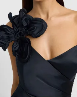 By Johnny Ruby Romance One Shoulder Long Line Dress Black Size AU 6 for rent on The Volte - image 3