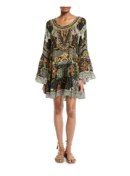 Camilla Scoop-Neck A-Line Printed Frill Mini Dress Multi Size 14/XL for rent on The Volte - image 1