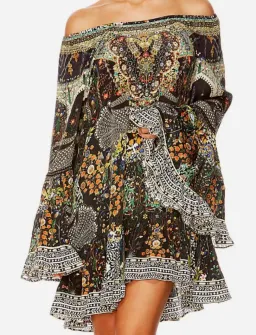 Camilla Scoop-Neck A-Line Printed Frill Mini Dress Multi Size 14/XL for rent on The Volte - image 7