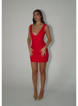 SLA the label Gigi Diamanté Dress Red Size AU 8 for rent on The Volte - image 4