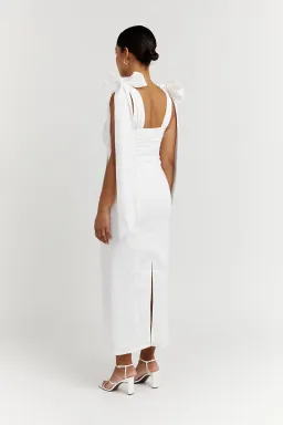Dissh Aisle Linen Bow Midi Dress White Size 12 for rent on The Volte - image 3