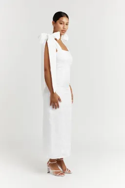 Dissh Aisle Linen Bow Midi Dress White Size 12 for rent on The Volte - image 2