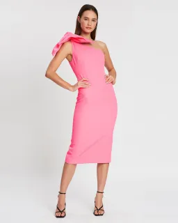 By Johnny Lani Tie Shoulder Midi Dress Pink Size 6 for rent on The Volte - image 1