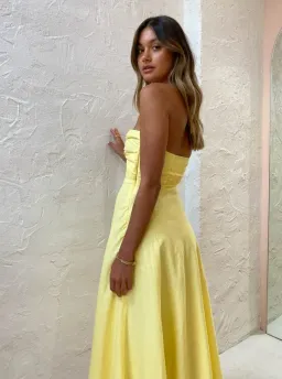By Johnny Penelope Strapless Midi Dress Yellow Size 6 for rent on The Volte - image 2