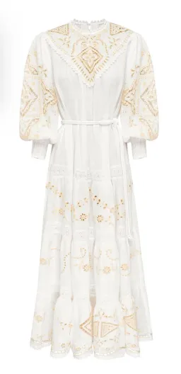 Alemais Embroidered Cecilia Midi Dress White Size AU 10  for rent on The Volte - image 6