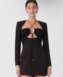 Misha Solange Mesh and Tailoring Mini Dress Black Size 10 for rent on The Volte - image 4