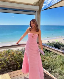 Aje Soundscape Maxi Dress Chalk Pink Size 8 for rent on The Volte - image 4