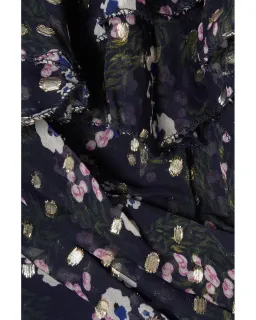 Isabel Marant Manda Metallic Fil Coupé Silk Blend Mini Dress Floral Print Size 8 for rent on The Volte - image 5