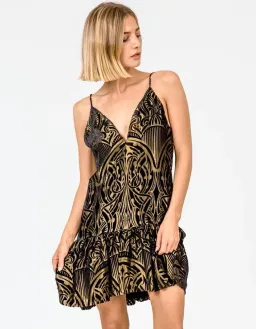 Sass & Bide First Love Textured Mini Dress Black/Gold Size 6 for rent on The Volte - image 2