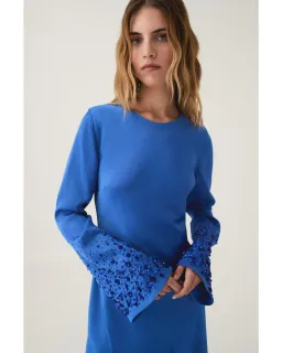 Aje Weylyn Sequin Cuff Maxi Dress Cobalt Blue Size AU 12 for rent on The Volte - image 3