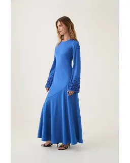 Aje Weylyn Sequin Cuff Maxi Dress Cobalt Blue Size AU 12 for rent on The Volte - image 2