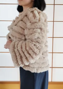 Natasha Rabbit Fur Jacket Cream Size XS / AU 8 for rent on The Volte - image 3