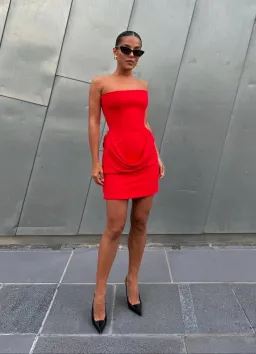 Effie Kats Merci Mini Dress Cherry Red Size L / AU 12 for rent on The Volte - image 1